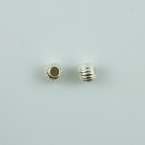 3.0mm diameter Sterling Silver Fluted 2 Hole Bead