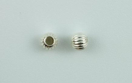 3.0mm diameter Sterling Silver Fluted 2 Hole Bead