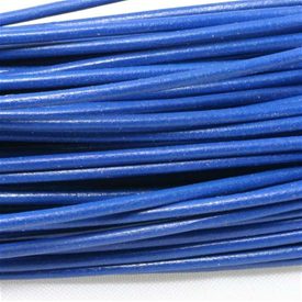 Round Greek Leather Cord Blue 2mm - Stringing Mate