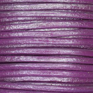 Round Leather Cord Amethyst Metallic 2mm - Stringing Mat