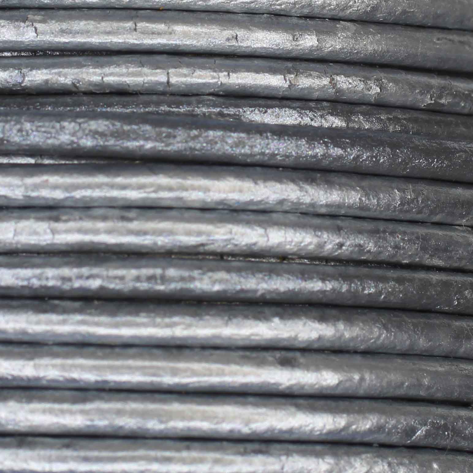 Round Leather Cord Old Silver 2mm - Stringing Mat
