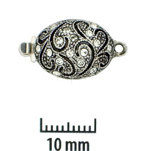 Silver Plated Oval Clasp with Swarovski Crystals