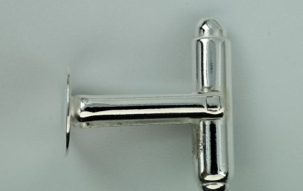Sterling Silver Cufflink Fitting Round Bar with U Arm and 10mm Disc