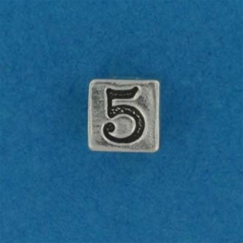 Sterling Silver Number Block Number Five - Sterlin