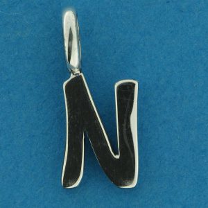 Sterling Silver Pendant Alphabet Letter N