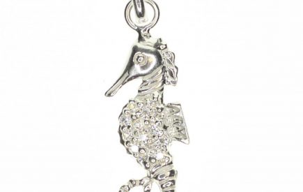 Sterling Silver Seahorse with Crystals Charm