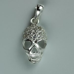 Sterling Silver Skull Charm with CZ