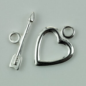 Sterling Silver Heart and Arrow Toggle Clasp