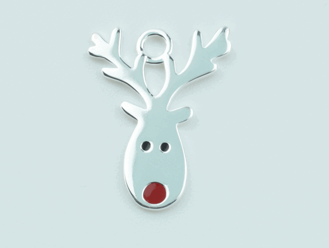 Sterling Silver Enamel Christmas Deer