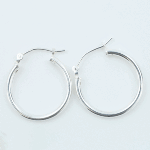 Sterling Silver Click Down Hoop Earring 20mm (Pair)
