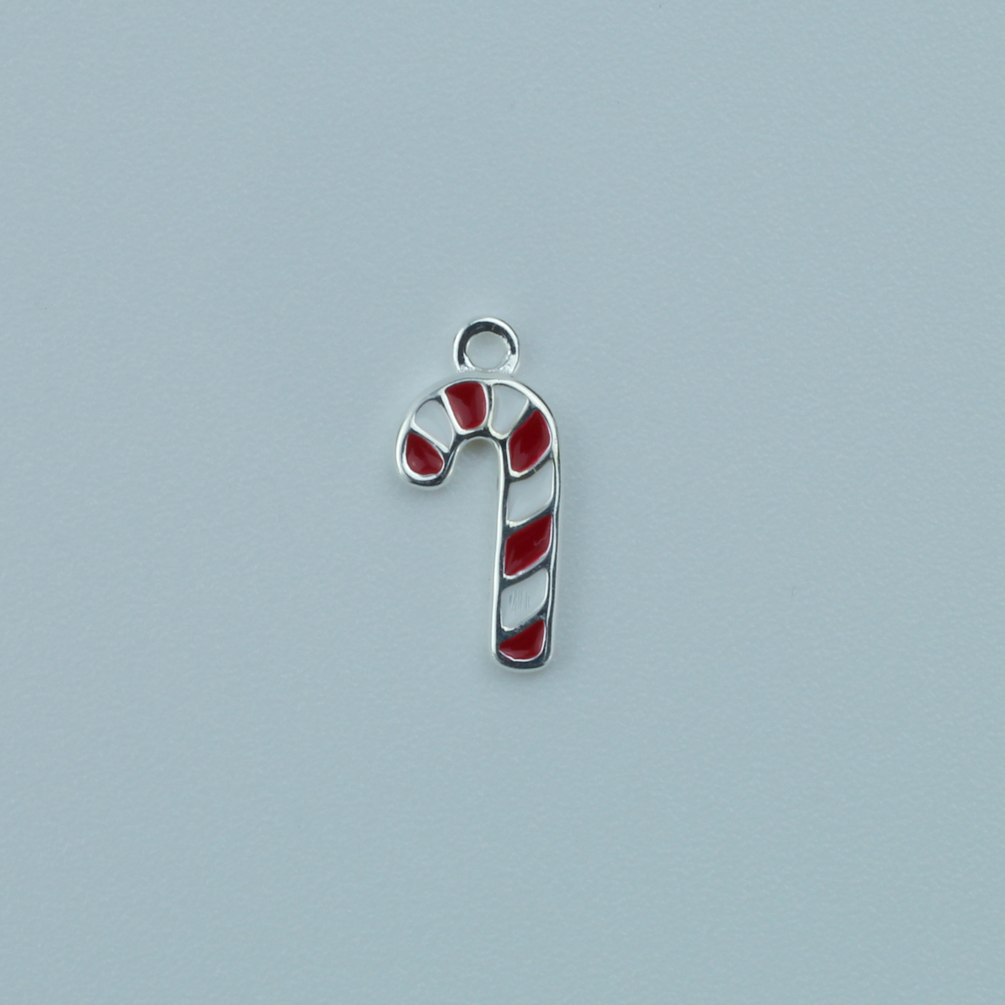 Sterling Silver Enamel Candy Cane Charm